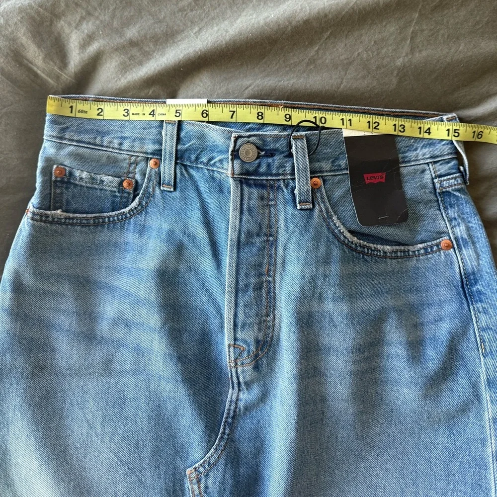 Levi’s Premium Blue Denim Skirt Size 27 Big E 100% Cotton 2 tone Side Slit NWT - Picture 8 of 8